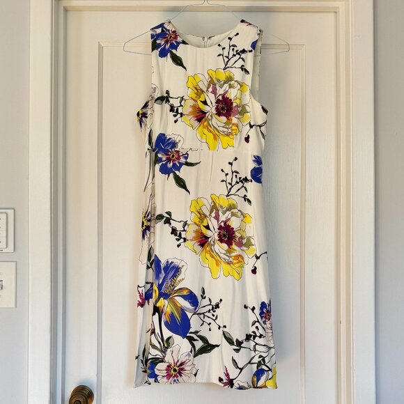 Banana Republic Ivory Sleeveless Shift Dress with Multicolor Flowers - Picture 2 of 7